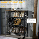 Scarpiera da Ingresso 9 Paia di Scarpe 70x26x89 cm 3 Ripiani e Piano d'Appoggio in Acciaio e Truciolato Nero