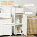 Mobiletto Bagno 30x33x88 cm con Cassetto e Armadietto in Legno  Bianco