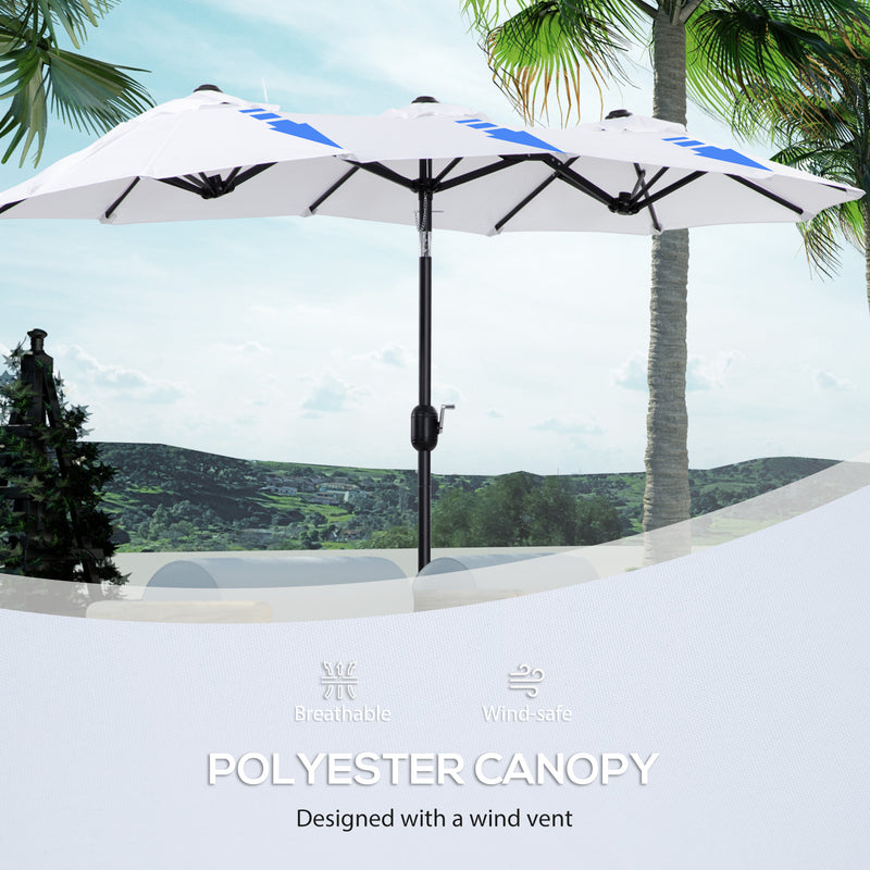 Ombrellone da Giardino Doppio 285x147x227 cm  in Acciaio e Poliestere Bianco