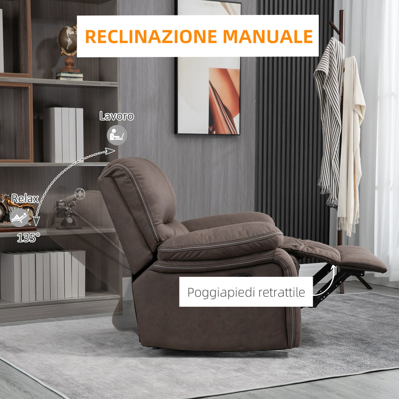 Poltrona Relax Manuale Reclinabile 97x99x96 cm  in Tessuto Marrone