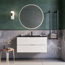 Mobile bagno sospeso 80 cm Bianco lavabo nero opaco Seattle con Specchio Bonussi