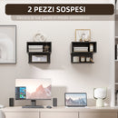Set 2 Scaffali a Parete 40x29,5x33,5 cm con Ripiano Aperto e Piano d'Appoggio in MDF Nero