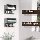 Set 2 Scaffali a Parete 40x29,5x33,5 cm con Ripiano Aperto e Piano d'Appoggio in MDF Nero
