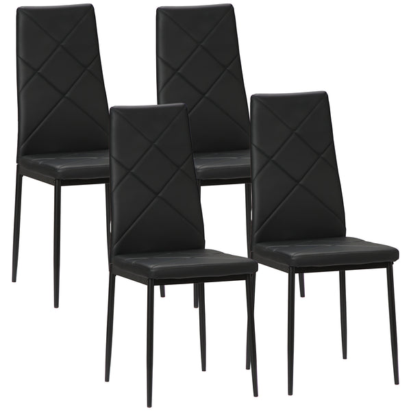 Set di 4 Sedie da Pranzo 41x50x97 cm con Schienale Alto in Similpelle Nero prezzo