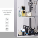 Specchiera Bagno 55x14x30 cm 1 Anta 2 Ripiani in Acciaio 