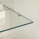 Tavolino da Caffè  106x58x39 cm con Cassetti e Ripiano in Vetro in Truciolato Bianco