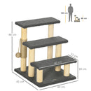 Tiragraffi Scaletta per Gatti a 3 Livelli 45x40x48 cm con Pallina Pali in Juta Grigio