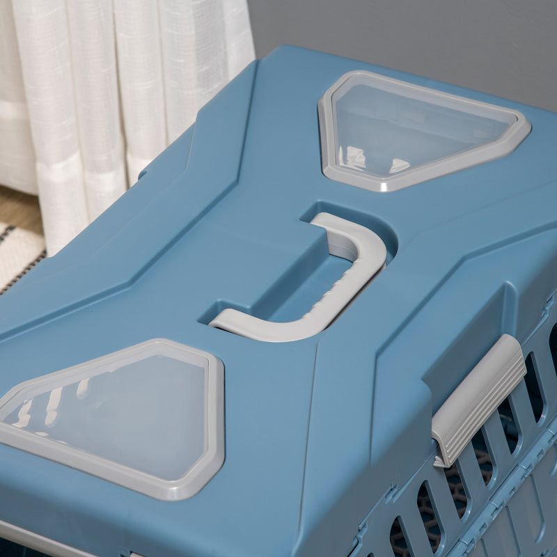 Trasportino per Cani e Gatti Pieghevole 56x31x37 cm Convertibile in Cuccia in PP e PVC Blu