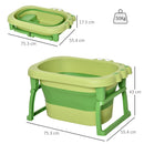 Vaschetta Bagnetto per Bambini 75,3x55,4x43 cm Antiscivolo Pieghevole Verde