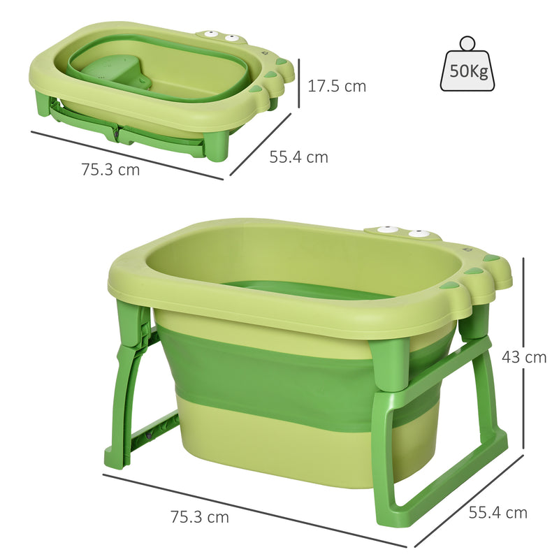 Vaschetta Bagnetto per Bambini 75,3x55,4x43 cm Antiscivolo Pieghevole Verde