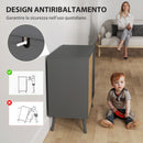 Credenza Moderna Mobile Basso 80x39x76 cm con Armadietto e Vani a Giorno in Legno Grigio Scuro  