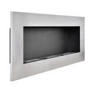 Camino a Bioetanolo da Parete 150x70x22 cm Keira Nero e Acciaio