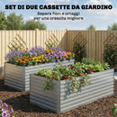 Set di 2 Aiuole Rialzate con Bordo Sicuro per Orto in Metallo Galvanizzato Argento      