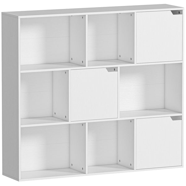 Libreria a Cubi con 6 Sezioni Aperte e 3 Chiuse 106x24x95 cm in Legno Bianco sconto
