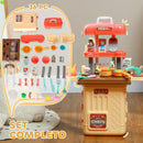 Cucina Giocattolo per Bambini 48x26x64 cm Trolley Portatile con 36 Pezzi   