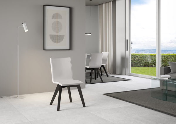 Sedia 52x52x87 cm Trudy gambe Antracite in Similpelle Bianco sconto