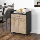 Carrello da Cucina con Armadietto e Cassetto 60x40x77 cm in Legno Nero  