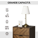 Comodino 2 Cassetti 48x39,5x61 cm in Legno Noce