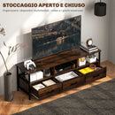 Mobile TV fino 65"" Design Industriale 147x40x50 cm in Legno e Acciaio Marrone e Nero 