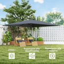 Ombrellone da Giardino a Braccio 355x390x250H cm Girevole a 360° e Inclinabile Grigio   