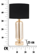 Lampada da Tavolo Glam Towy Ø25x51 cm in Ferro e Tessuto Nero e Oro