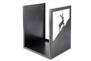 Porta Legna Sagomato Cervo 40,5x35,5x50 cm in Ferro Verniciato Grigio Martellato