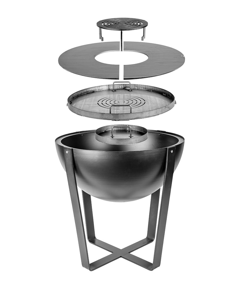 Barbecue a Legna Ø80x80 cm Iris in Acciaio Nero Alta Temperatura