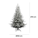 Albero di Natale Artificiale Floccato Effetto Realistico Innevato 270 cm 2284 Rami Montaggio a Ombrello Effetto Neve
