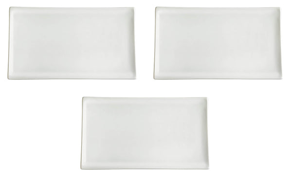 sconto Set 3 rechteckige Tabletts 28x14x1,7 cm in Allluminic Porcelain Kaleidos Aluxina Bianchi