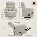 Poltrona Massaggiante Reclinabile Manuale 135° 87x95x109 cm Riscaldante con Poggiatesta Regolabile 3 Livelli in Ciniglia Crema      