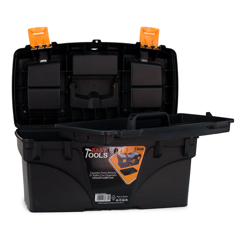 Cassetta Porta Attrezzi 53,5x29,1x28 cm in Plastica Nero