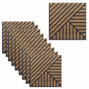 Set 10 Pannelli Decorativi Fonoassorbenti 58x58 cm in MDF Decoro A Tris Linee Noce Asia