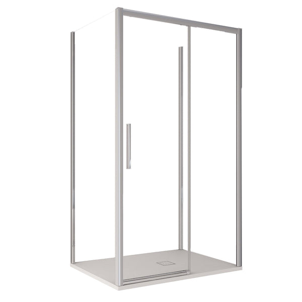 Duschabtrennung 3 Seiten 1 Schiebetür in transparentem Kristall 6 mm H195 Bonussi Eliane Verschiedene Größen prezzo