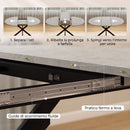 Tavolo Pranzo Allungabile 4-6 Posti 135x100x75 cm con Allunga a Farfalla e Base a X in MDF e Acciaio Grigio Cemento      