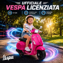 Moto Elettrica per Bambini 107x47x73 cm Licenza Vespa con Rotelle Fanale e Musica in PP e Metallo Rosa      