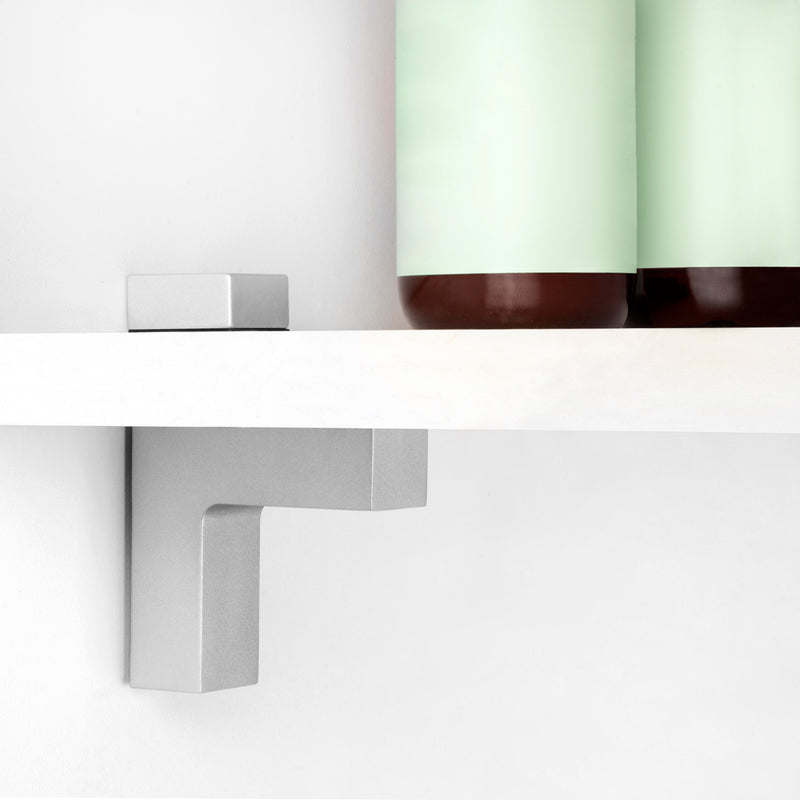 Supporto Squad 2 per Mensola in Legno o Vetro Verniciato Alluminio Tecnoplastica e Zama Emuca