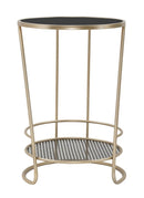 Tavolinetto Decor 41x40x60 cm in Ferro e MDF Oro ANG Nero