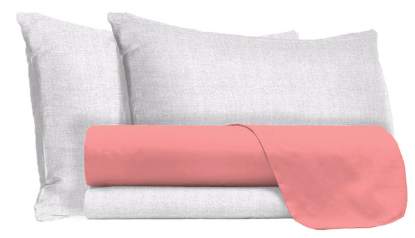 sconto Set aus Oberlaken und Kissenbezügen aus korallenroter Baumwolle in verschiedenen Größen