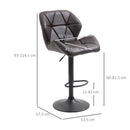 Set 2 Sgabelli da Bar 51,5x57,5x93-114,5 cm in Similpelle Marrone