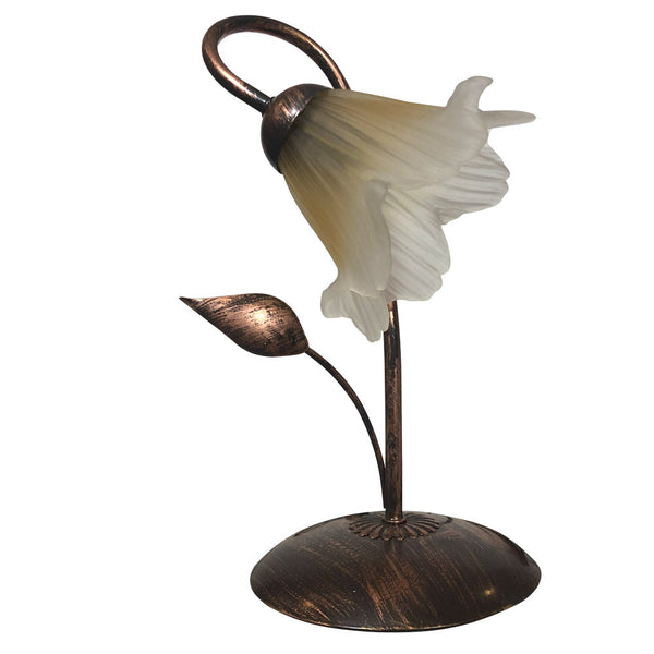 online Lampe 1xE14 kupferbrauner Rahmen bernsteinfarbenes satiniertes Glas E-Energy Melania