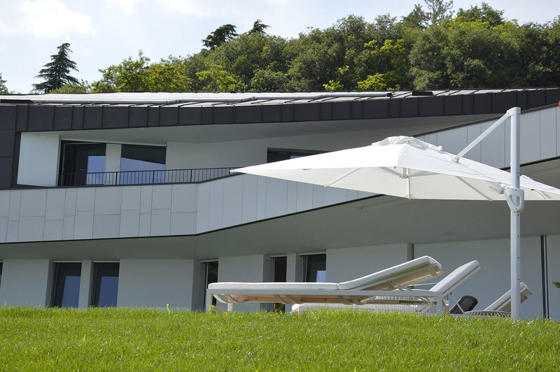 Ombrellone da Giardino Decentrato 3x3m in Alluminio Telo in Poliestere Mosini Jazz Bianco