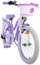 Bicicletta per Bambine 20" Freni Vbrake Cambio Shimano 7 Marce e Cavalletto con Cestino e Portapacchi Viola
