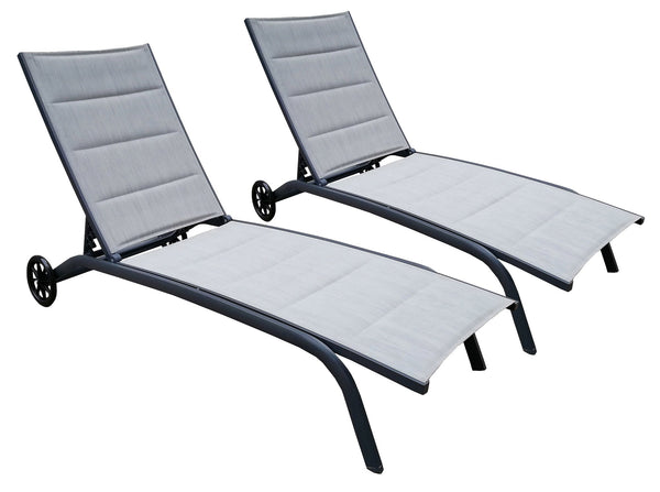 2er-Set Gartenliegen 194 x 71 x 83 cm aus Aluminium und grauem Textilene sconto