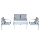 Set da Giardino Divano 2 Poltrone e Tavolino in Alluminio Bianco e Grigio