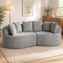 Divano 3 Posti Senza Struttura 207x107x62 cm con 6 Cuscini in Ciniglia Grigio Chiaro      