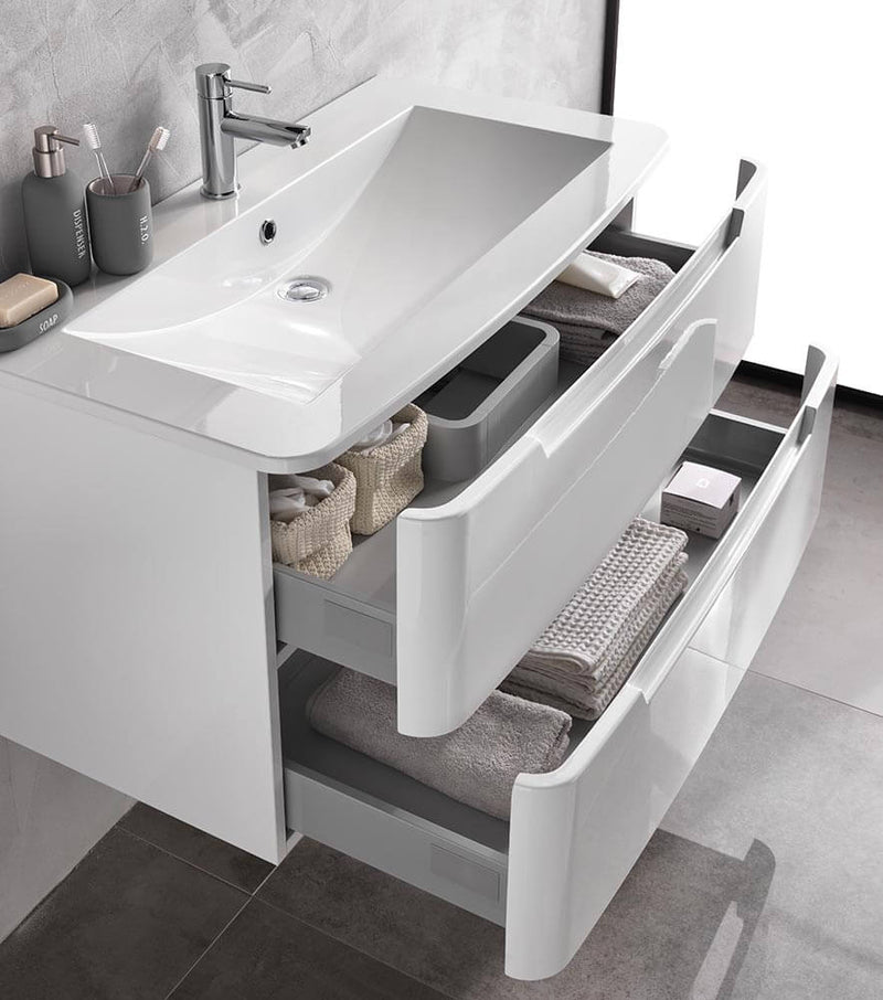 Mobile da Bagno sospeso Palma 01 Bianco Laccato TFT