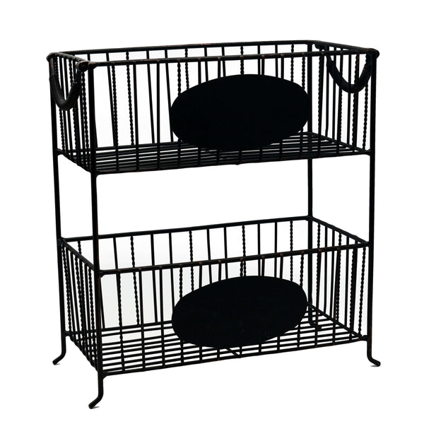 Rechteckiges schwarzes Metallregal 2 Regale cm 32,5x15,5xh34,5 acquista