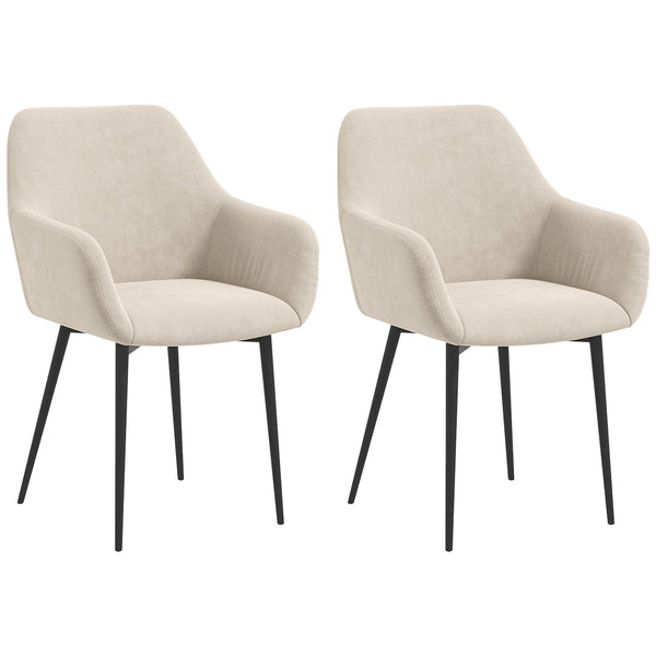 Set 2 Sedie Imbottite Stile Nordico 54x57x80 cm Tessuto Effetto Velluto Crema prezzo