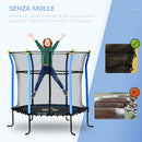 Trampolino Tappeto Elastico per Bambini Ø185x160 cm in Acciaio Blu e Nero