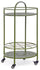 Küchenwagen 45x81 cm mit Flaschenhalter und grünen Stahlrädern